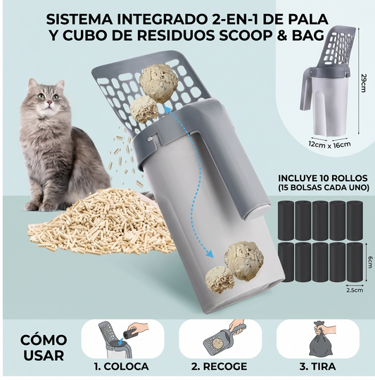 ScoopIt Pro — Recogedor de Arena para Gatos 2 en 1